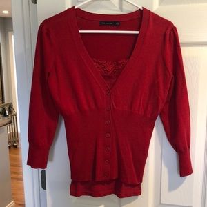 Size Medium Red Cardigan/Tank Set from The Limited